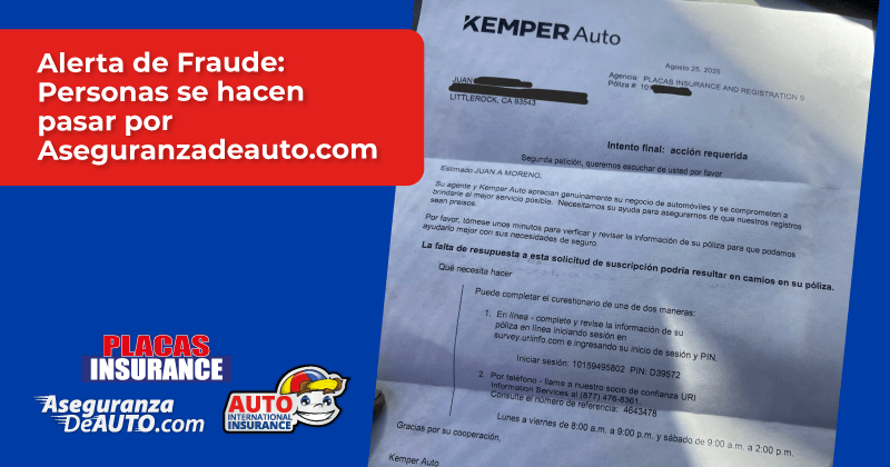Alerta de Fraude: Nosotros no enviamos cartas fisicas por parte de Aseguranzadeauto.com